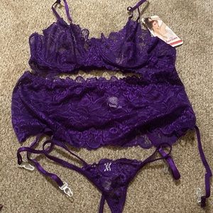 Purple Lingerie 3 piece set